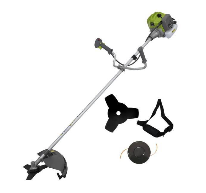 Debroussailleuse thermique 43 Cm3 Moteur essence 2T + Lame 3 dents Diam 255mm + Bobine de fil + Bretelle de portée VITO