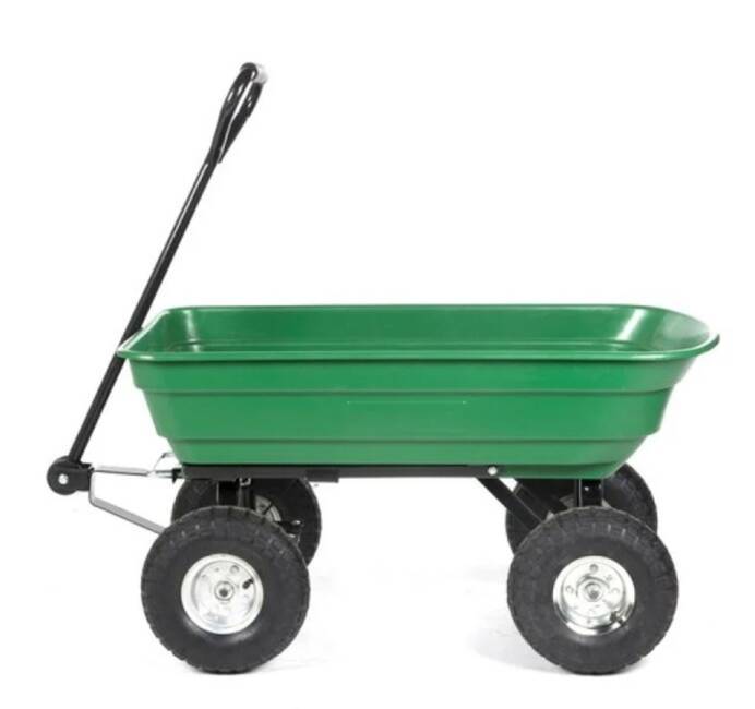 Chariot de jardin 75L capacité 200kg Benne basculante Chariot de transport Remorque fonction basculement KZ GARDEN