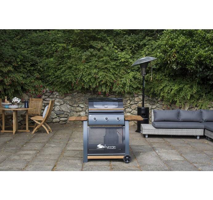 Barbecue à gaz 8 personnes Cuisson 66 x 39cm 3 brûleurs 13KW 2 Tablettes bois Garanti 10 ans SAHARA