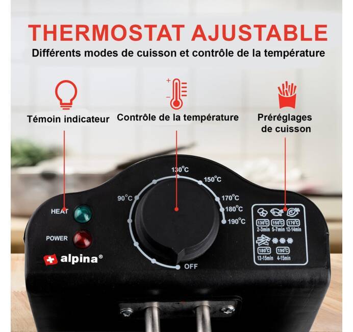 Friteuse Électrique avec Huile, en Acier Inoxydable avec Panier à Rôtir,  Commerciale Electrique Friteuse Réservoir Amovible, Thermostat Réglable