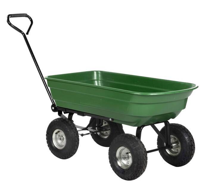 Chariot de jardin 75L capacité 200kg Benne basculante Chariot de transport Remorque fonction basculement KZ GARDEN