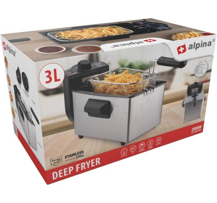 Friteuse Electrique En Inox 3.5 L , Avec Thermostat réglable 2000w SOKANY