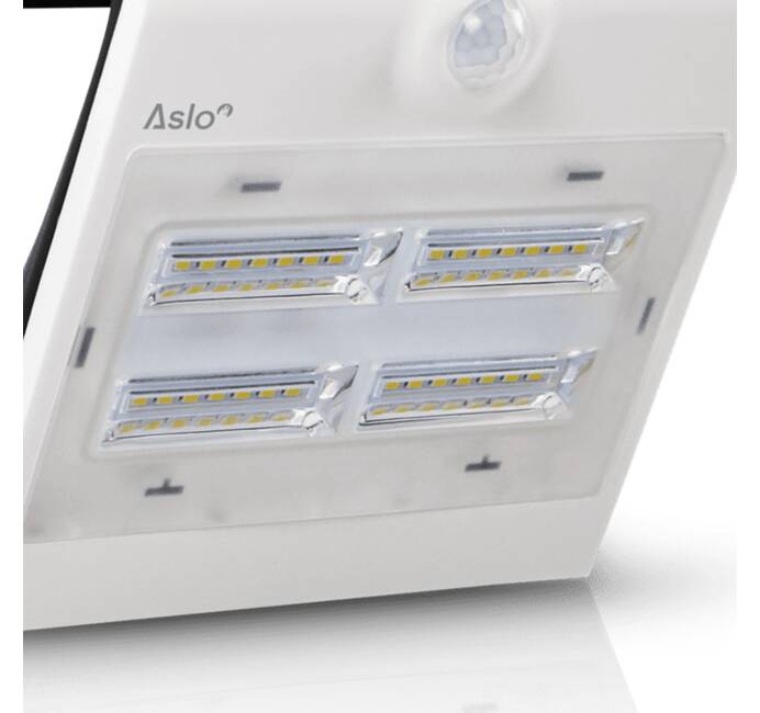Projecteur Led Solaire Blanc 3.2W 400 Lm Spot Led Détecteur de mouvements 3 fonctions IP65 Applique Etanche Anti-UV ASLO