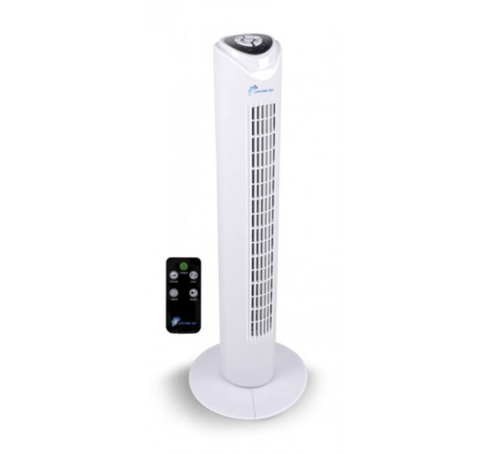 Ventilateur Colonne 80cm 45W Silencieux Blanc 3 vitesses Oscillation  Télécommande Minuterie LIFETIME AIR