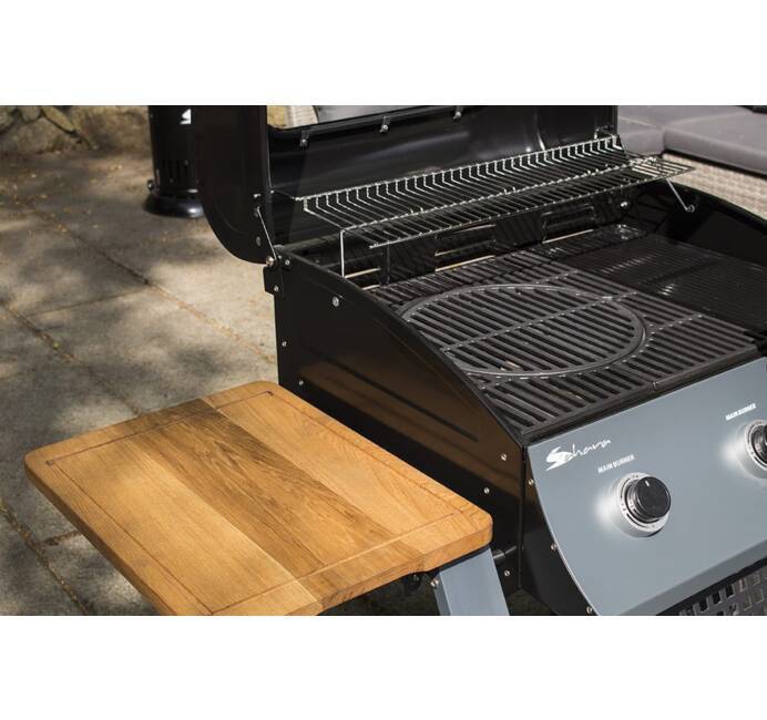 Barbecue à gaz 8 personnes Cuisson 66 x 39cm 3 brûleurs 13KW 2 Tablettes bois Garanti 10 ans SAHARA