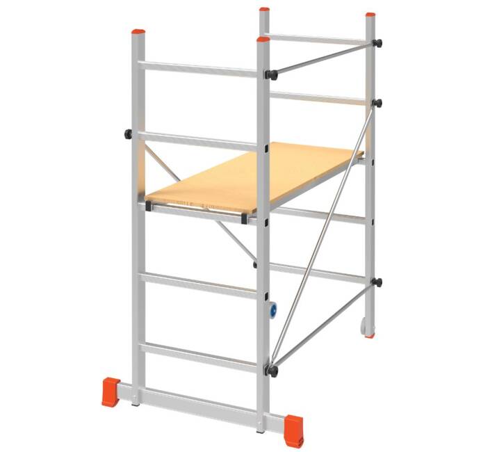 Escabeau Marche-pied Aluminium 2 marches Portée max 125 kg Pieds  anti-dérapants BRIXO