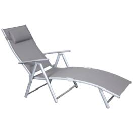 Transat réglable CHARME GRIS Structure Aluminium Bain de soleil Jardin Piscine Plage