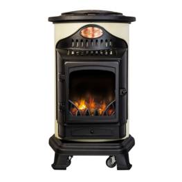 Poêle à gaz 3,4 KW Noir/Crème Effet poêle à bois Fonte véritable Provence Chauffage d'appoint Universal