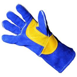 Gants résistants à la chaleur et au feu en cuir avec coutures en kevlar -  Parfait pour cheminée, four, cuisinière, barbecue, soudure, mig, porte-pots  - jaune vif 36cm