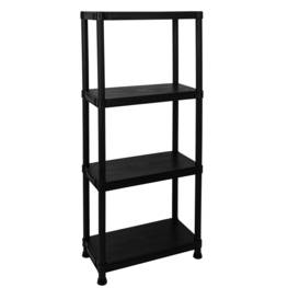 Etagère 4 tablettes polypropylène noir Charge 120kg Montage facile Intérieur/Extérieur L61xP31xH131cm ITOOLS