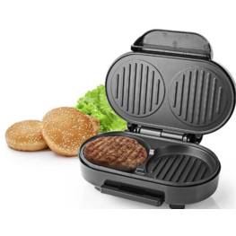 Appareil à Hamburger 1000W Controle Automatique de la température Revêtement anti adhésif NEDIS