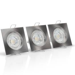 Jeu de 3 anneaux LED carrés 75 x 75 mm argent à encastrer GU10- BLANC 4000K Blanc neutre ASLO