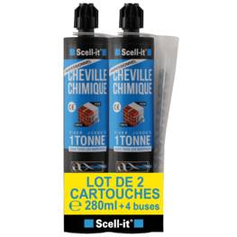 Lot de 2 Cartouches Scellement chimique 280ml SCELL-IT Système PEEL PACK Polyester + 4 buses incluses.