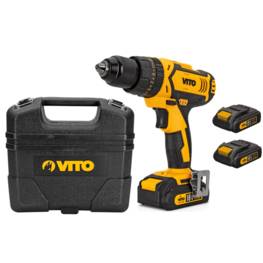 Perceuse visseuse sans fil 18V VITO POWER + 2 batteries Lithium 2.0 Ah + Mallette 18 accessoires