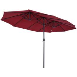 Parasol double 450 x 265 x h240cm TWIN Aluminium Toile polyester Bordeaux