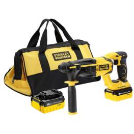 Perforateur Burineur Stanley Fatmax Sans Fil 2 Batteries Lithium-Ion 18V 4 Ah Chargeur et Sac de Transport Inclus FMCD900M2