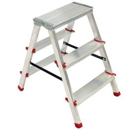 Escabeau Marche-pied Aluminium 2 marches Portée max 125 kg Pieds  anti-dérapants BRIXO