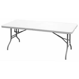 Table pliante blanche 180x75xH74 cm Haute resistance Polypropylène Camping Réceptions Evènements GARDEN DELUXE
