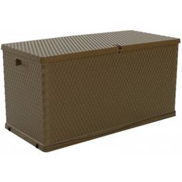 Coffre de rangement jardin 420 L Structure résine ROTIN 120 x 57 x 63 cm Résiste au gel, intempéries et UV PLASTAMECCANICA