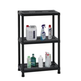 Etagère 3 tablettes L60xP30xH96 cm Résine Noire Brixo 80kg