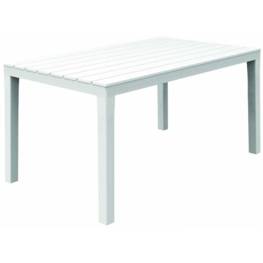 Table blanche 138x80xH72cm rectangle Résine Effet Bois PROGARDEN Jardin Terrasse