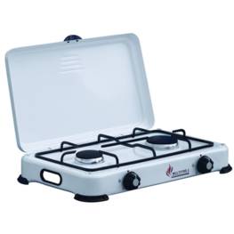 Réchaud gaz 2 feux 3200W Brûleurs fonte Couvercle Plaque de cuisson Gaz Butane ou Propane