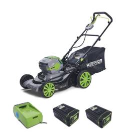 Tondeuse sans fil 60V 2 Batteries lithium 2.5Ah Coupe 48 cm + Chargeur Rapide WARRIOR Très haute autonomie