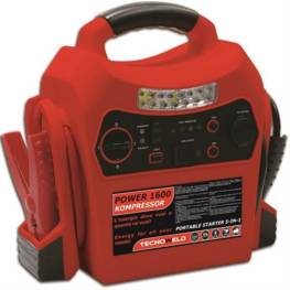 Booster Starter Auto 12V Compresseur 8 bar Batterie 40Ah Max Lampe LED POWER 1600 TECNOWELD