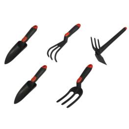 Kit 5 outils de jardin Serfouette - Plantoir large - Plantoir fin - Mini fourche 3 dents - Rateau 3 dents BRIXO