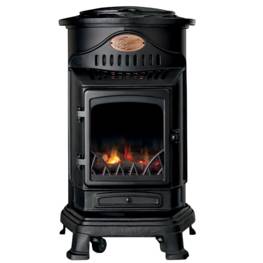 Poele a gaz Chauffage d'appoint Provence 3,4 kW Noir mat Fonte véritable Effet poêle à bois