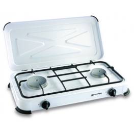 INTEC Plaque de cuisson gaz portable 2 feux 3200W Réchaud à gaz butane ou  propane Blanc laqué Couvercle