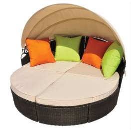 Canapé modulable XL avec Toit Pare soleil Coussins Mobilier de jardin ALCOVA