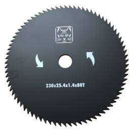 Disque pour débroussailleuse ?230 mm Lame 80 dents Alésage ?25.4mm Acier Carbone GREEN CAT
