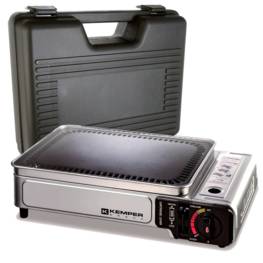 Plancha gaz portable 2300W Kemper plaque anti adhésive Valise de transport