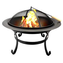 Brasero à bois Cheminée d'extérieur Fire Bowl Acier Ø 75.5 x H57 cm Chauffage Extérieur de Terrasse BBQ COLLECTION