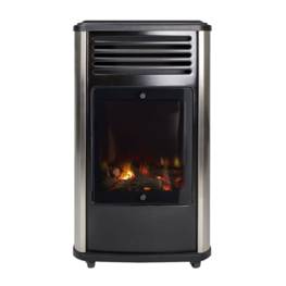 Chauffage d'appoint gaz Manhattan 3.4 kW Noir effet poêle à bois 3 niveaux de chauffe Grande autonomie