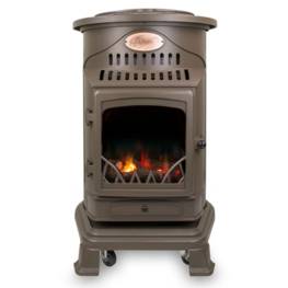 Poele a gaz Chauffage d'appoint Provence 3,4 kW Marron Miel Fonte véritable Effet poêle à bois