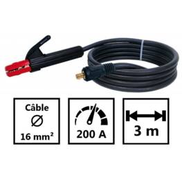 Câble de soudure 16mm2 HO1N2D 3 M + porte électrode 200A + Connecteur