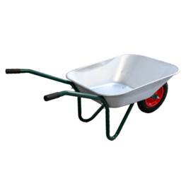 Brouette de jardin cuve Tole Galvanisée Anti rouille 70 litres Roue pneumatique Ø30 cm KZ GARDEN