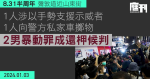 8.31半周年｜涉以手勢支援示威者、向警方私家車擲物　兩男暴動罪成