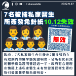 政府指7名被捕私家醫生簽發免針紙10.12失效 市民可按需要諮詢其他醫生