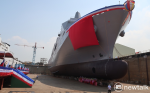 首艘海軍萬噸級運輸艦命名下水 台船工會喊總統要增加預算
