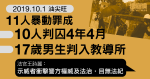 10.1 油尖旺｜11人暴動罪成　10人判囚4年4月　17歲男生判入教導所