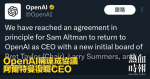 OpenAI稱達成協議　阿爾特曼復職CEO