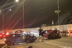 A private car taxi on Film Industry Road hit three people head-on and were injured and sent to the hospital