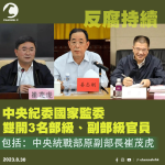 反腐持續｜中紀委雙開３名部級、副部級官員　包括中央統戰部原副部長崔茂虎