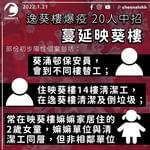 逸葵樓增至20人染疫 映葵樓清潔工及2歲女初步陽性 大廈須強檢