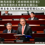 陳茂波提交《政府財政預算案》　稱對香港的未來發展充滿信心　料未來五年經濟平均實質增長3.2%