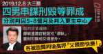 【12.9 上水】四男串謀刑毀等罪成　判囚 5 至 8 月、入更生中心　被告聞判大叫「父親節快樂！」