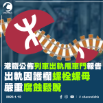 港鐵公佈列車出軌甩車門報告：護欄因螺栓及螺母嚴重腐蝕致鬆脫